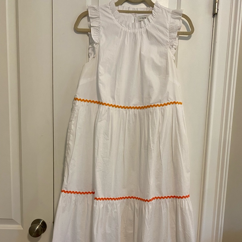 J. Crew White Tiered Midi Dress